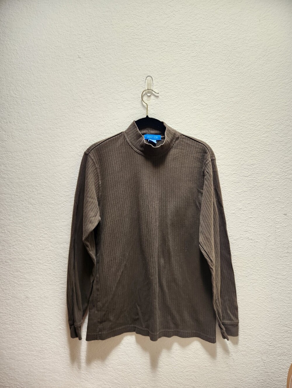 Vintage Ribbed Mock Neck Long-Sleeve Top